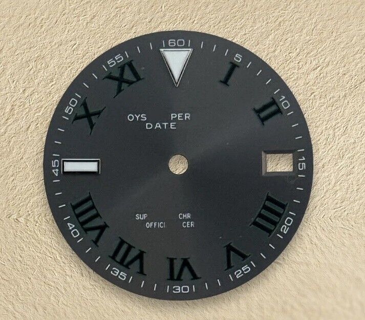 Dial 28.5mm with Logo, Roman Numerals, Grey Wimbledon - fits NH35 Family