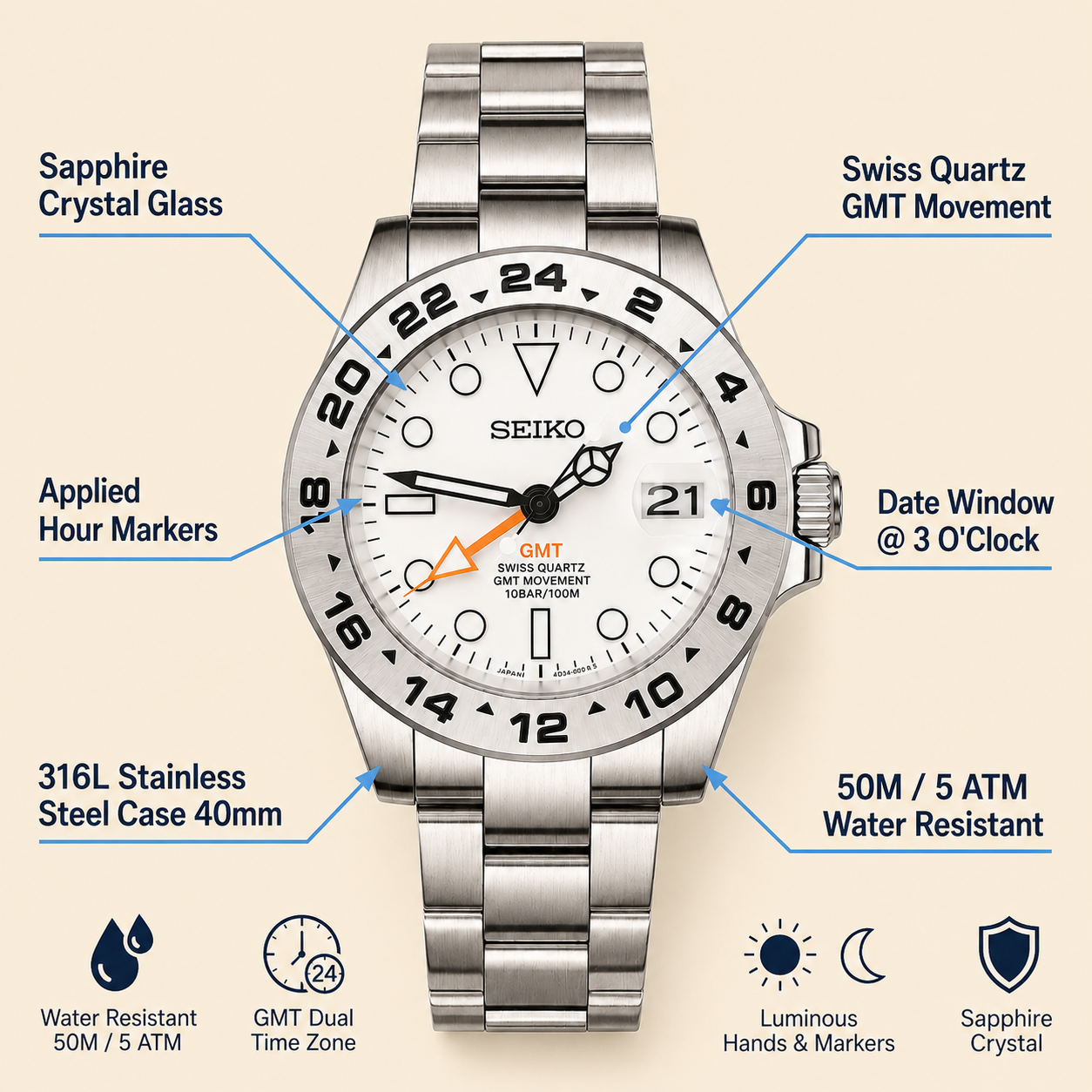 GMT Explorer II Mod | White