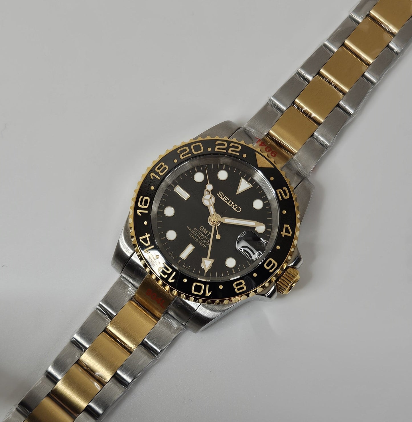 GMT Two Tone Seiko Custom Mod Watch - Sunshine Custom Watch