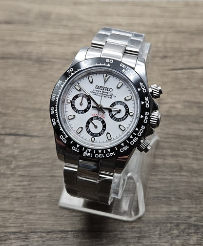 Custom Seiko Daytona Mod Watch, White