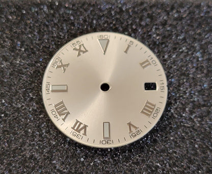 Dial 29.0mm No Logo,  Roman Numerals, Silver for watch moding - fits NH35 Family