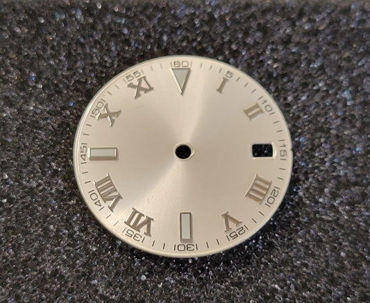Dial 29.0mm No Logo,  Roman Numerals, Silver for watch moding - fits NH35 Family