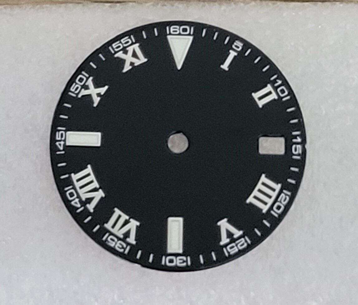 Dial 29.0mm No Logo,  Roman Numerals, Black for watch moding - fits NH35 Family