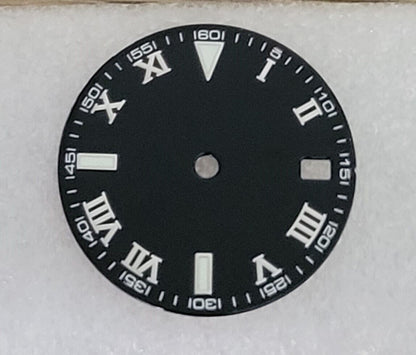 Dial 29.0mm No Logo,  Roman Numerals, Black for watch moding - fits NH35 Family