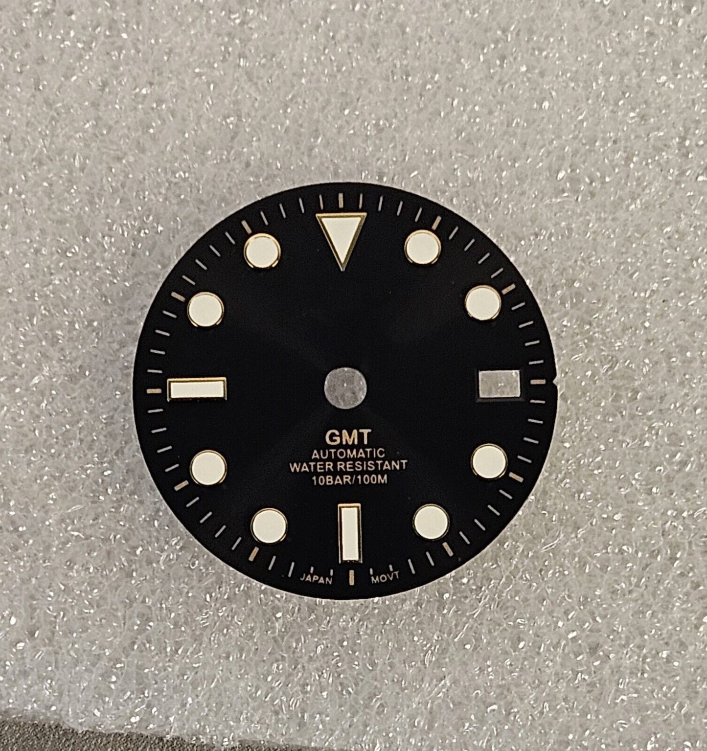 GMT Dial 29.0mm Black/Gold with Logo for watch moding - fits NH34 Movements