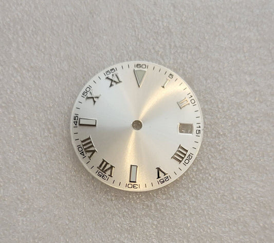 Dial 29.0mm No Logo,  Roman Numerals, Silver for watch moding - fits NH35 Family