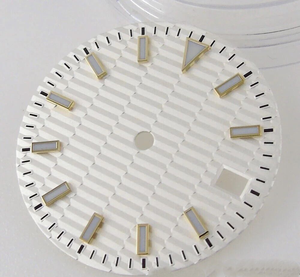 Dial 29.0mm No Logo for watch moding White/Goldv- fits NH35 Family of Movements