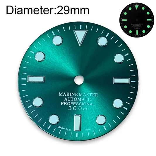 Dial 29.0mm With Logo for watch moding - GREEN - NO DATE fits NH35 Family
