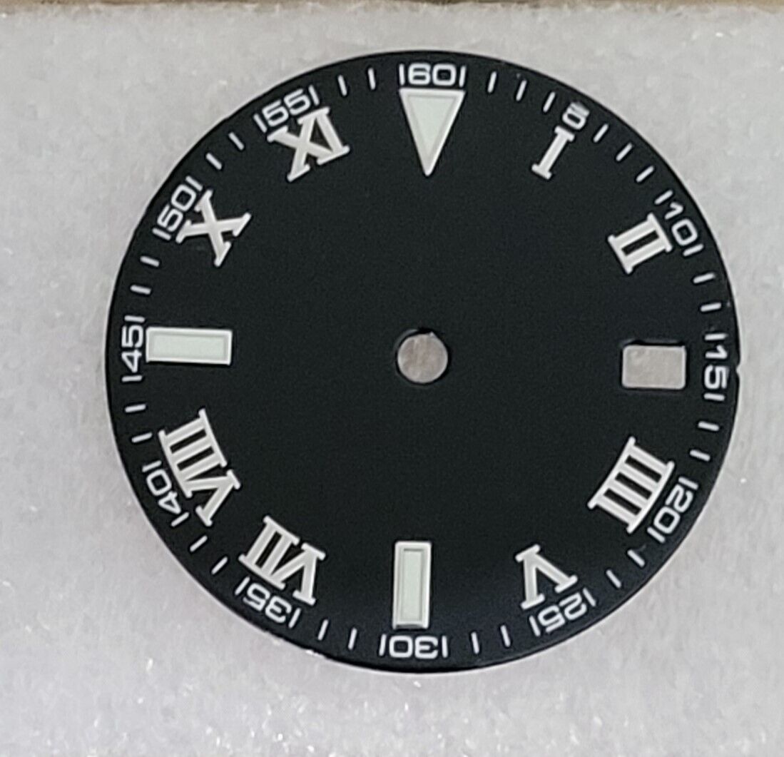 Dial 29.0mm No Logo,  Roman Numerals, Black for watch moding - fits NH35 Family