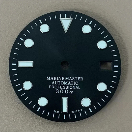 Dial 29.0mm With Logo for watch moding - BLACK - fits NH35 Family of Movements