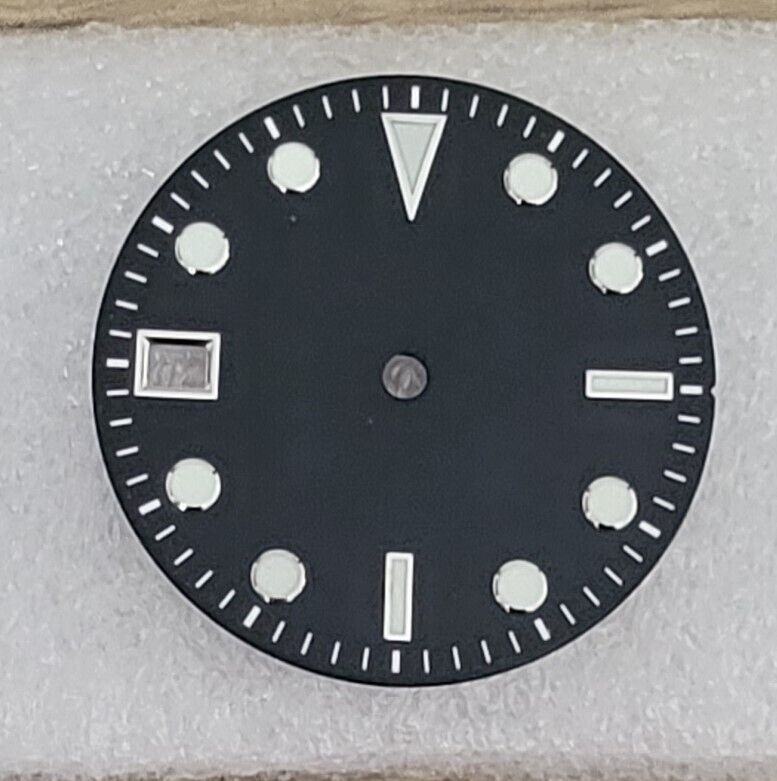 Dial 29.0mm Left Hand Date Position, No Logo for watch moding- BLACK -fits NH35
