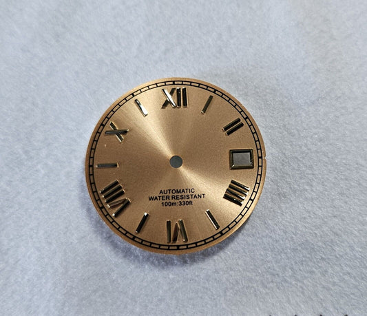 Dial 29.0mm No Logo,  Roman Numerals, GOLD for watch moding - fits NH35 Family