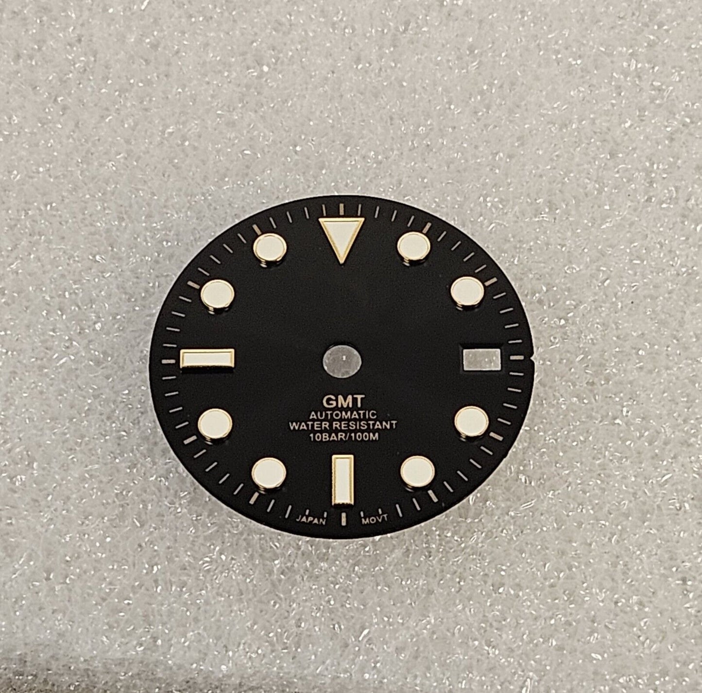 GMT Dial 29.0mm Black/Gold with Logo for watch moding - fits NH34 Movements