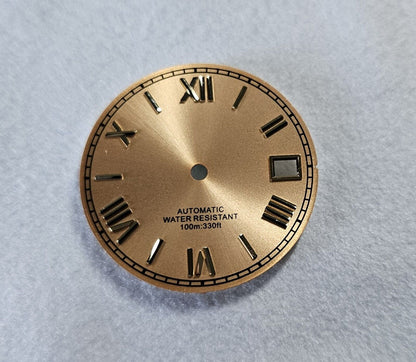 Dial 29.0mm No Logo,  Roman Numerals, GOLD for watch moding - fits NH35 Family