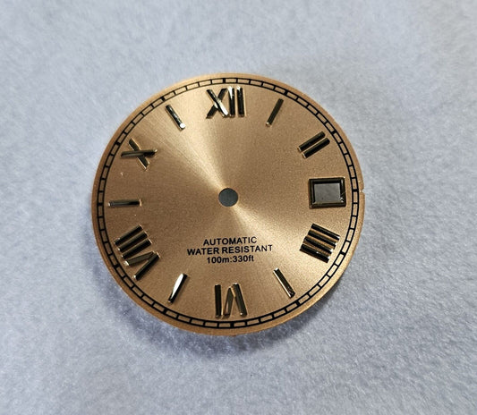 Dial 29.0mm No Logo,  Roman Numerals, GOLD for watch moding - fits NH35 Family