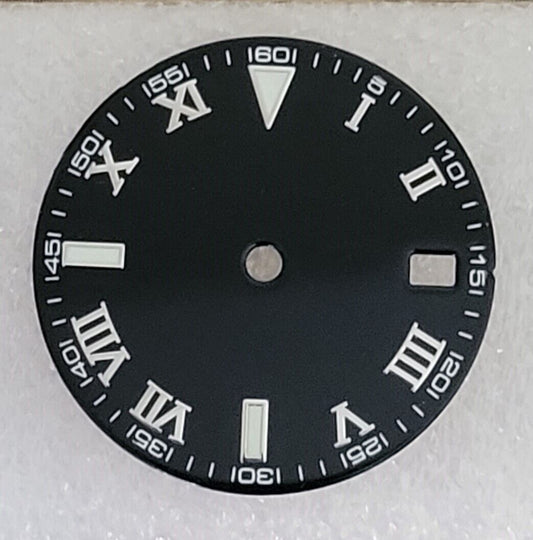 Dial 29.0mm No Logo,  Roman Numerals, Black for watch moding - fits NH35 Family
