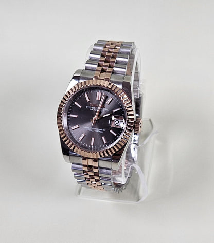 Fluted Two Tone Rose Gold Case Seiko Custom Mod Watch Choice of DateJust Dial Colors - Sunshine Custom Watch