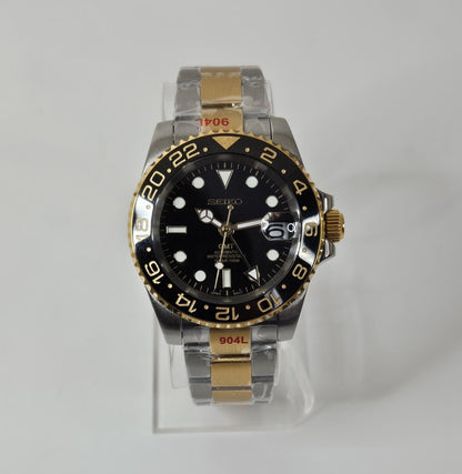 GMT Two Tone Seiko Custom Mod Watch - Sunshine Custom Watch