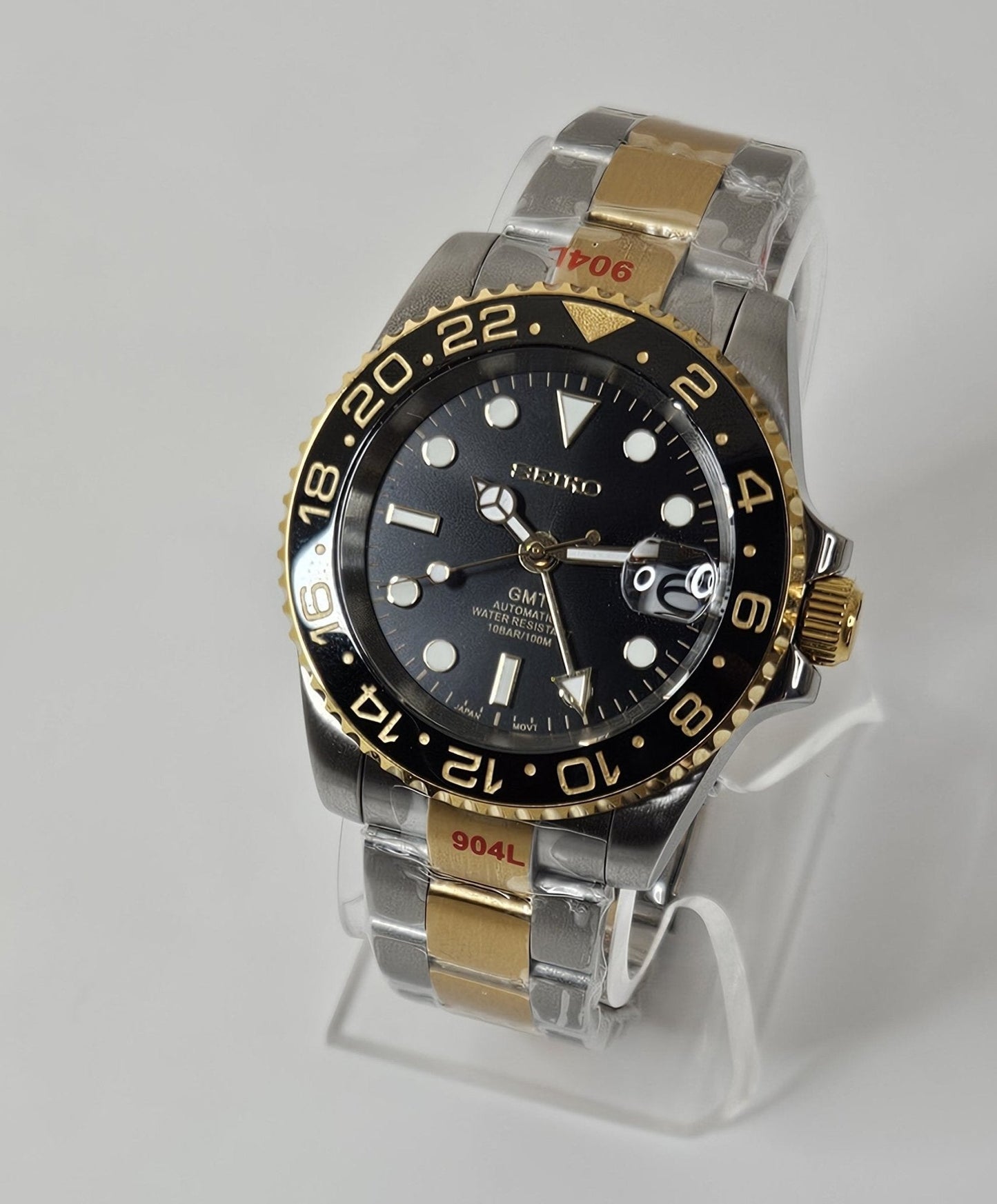 GMT Two Tone Seiko Custom Mod Watch - Sunshine Custom Watch