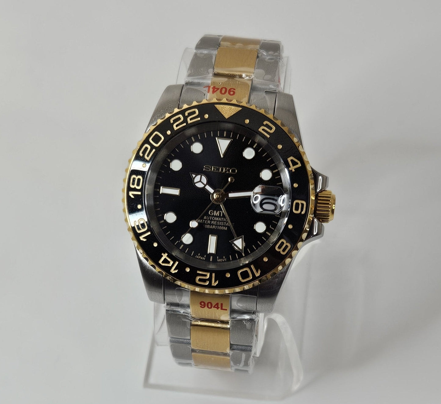 GMT Two Tone Seiko Custom Mod Watch - Sunshine Custom Watch