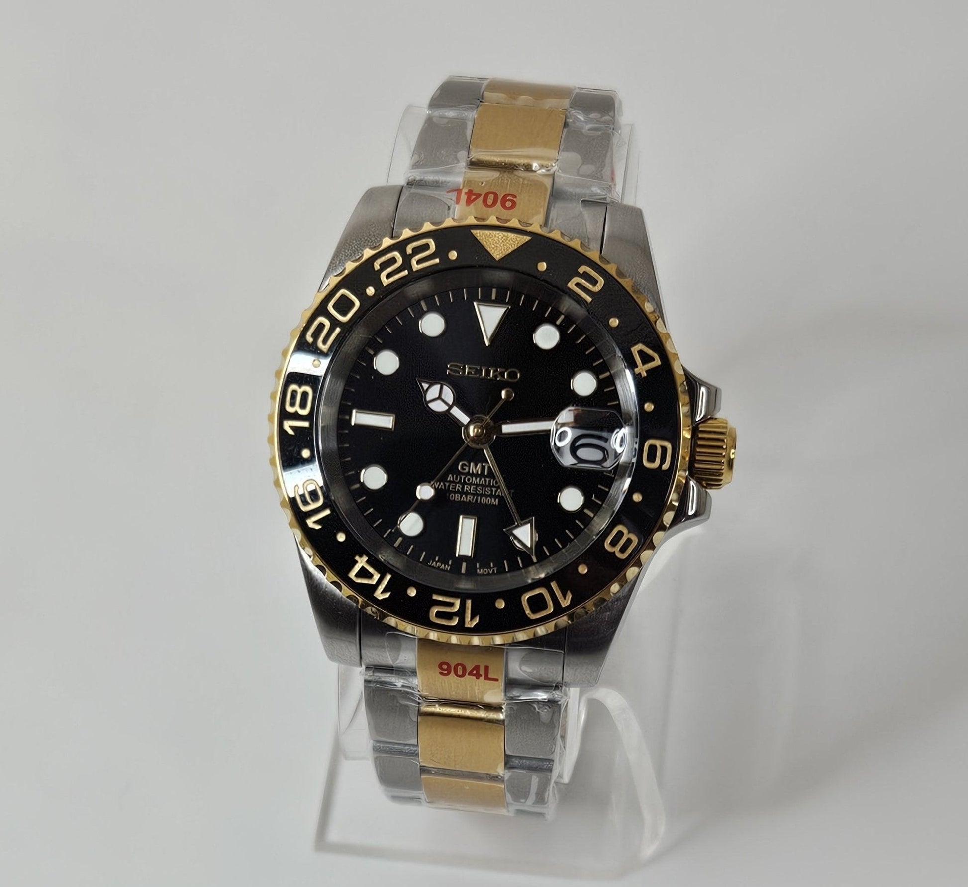 GMT Two Tone Seiko Custom Mod Watch - Sunshine Custom Watch
